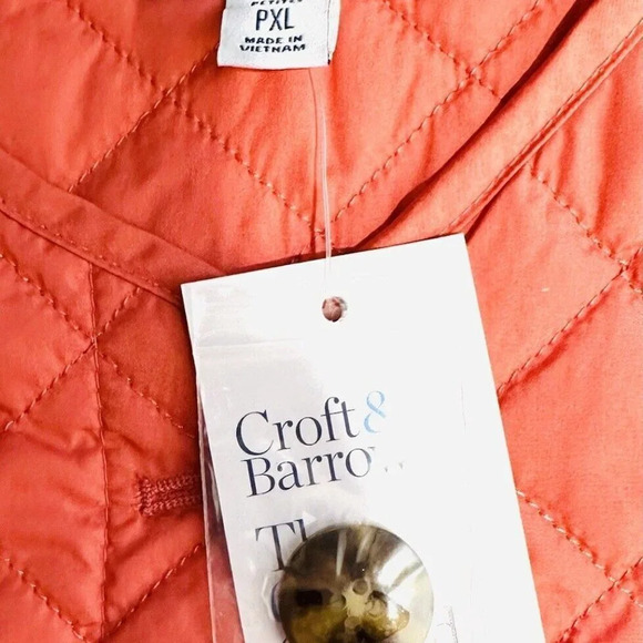 NWT CROFT & BARROW Women Button Down Quilted Orange Jacket Lightweight PXL - Picture 12 of 14